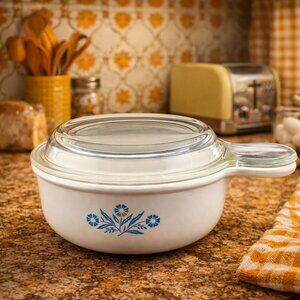 Vintage Corning Ware Cornflower Blue 6” Saucepan with Glass Lid